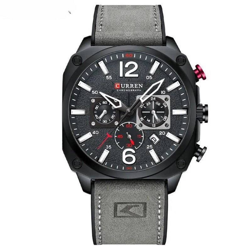 Business Leather Watch with Quartz Movement and Waterproof Case