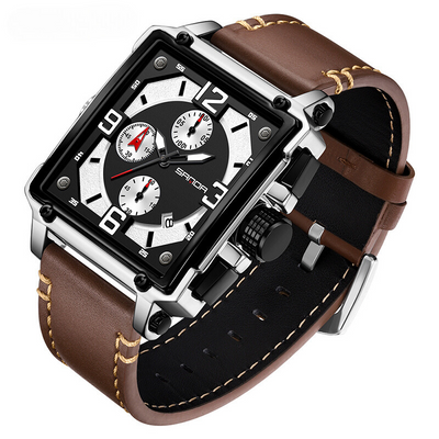 Tactical Men's Leather Watch with Quartz Movement