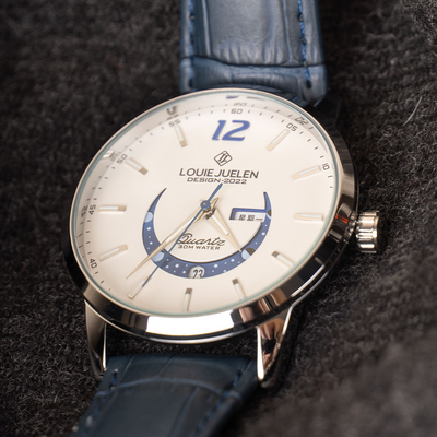 Elegant Moon Phase Watch with Illuminated Week Calendar