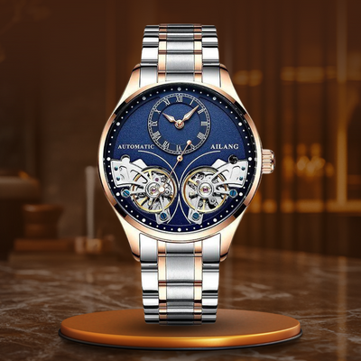 Mechanical Watch with Double Tourbillon and Luminous Display