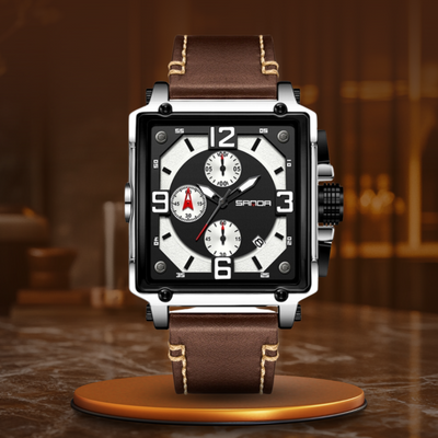 Tactical Men's Leather Watch with Quartz Movement