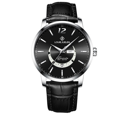 Elegant Moon Phase Watch with Illuminated Week Calendar